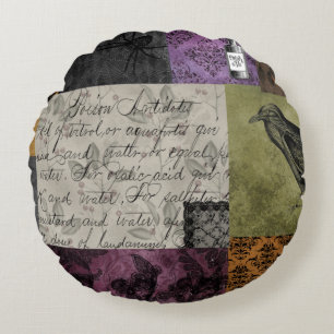 Halloween Gothic Mediaeval Spooky Apothecary Art Round Cushion