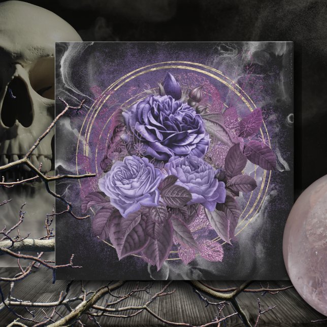 Halloween Gothic Purple Roses Invitation (Creator Uploaded)