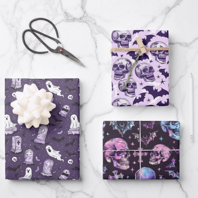 Halloween Gothic Purple Wonder Wrapping Paper Sheet (Front)