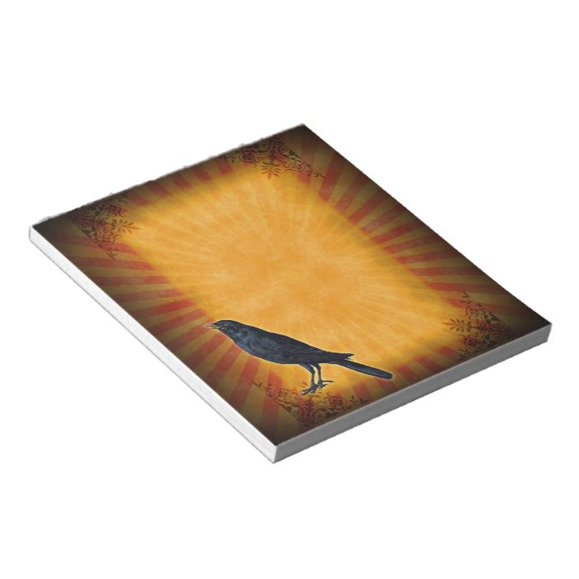 Halloween Gothic Raven on Orange Notepad (Angled)