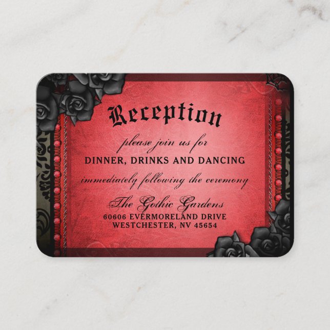 Halloween Gothic Red Black 3.5 x 2.5 Reception Enc Enclosure Card (Front)
