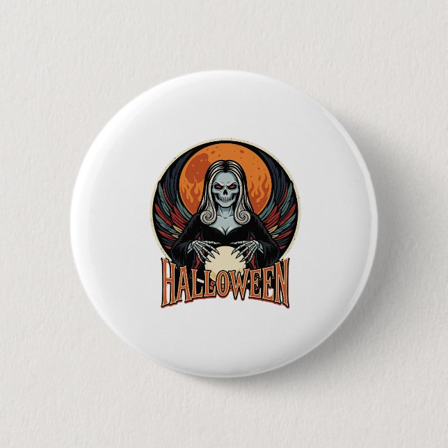 Halloween Gothic Skeleton Fortune Teller Vector Ar 6 Cm Round Badge (Front)