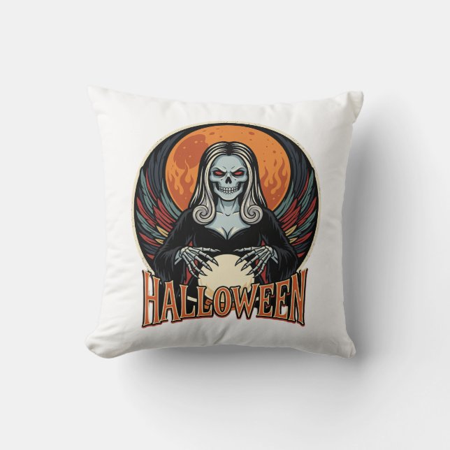 Halloween Gothic Skeleton Fortune Teller Vector Ar Cushion (Front)