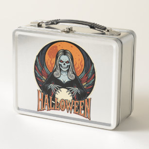 Halloween Gothic Skeleton Fortune Teller Vector Ar Metal Lunch Box