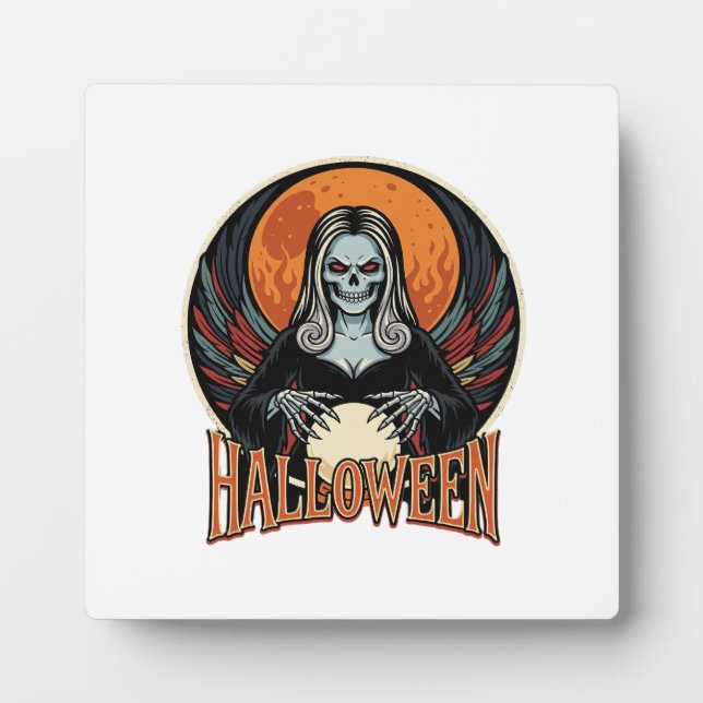 Halloween Gothic Skeleton Fortune Teller Vector Ar Plaque (Front)