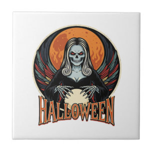 Halloween Gothic Skeleton Fortune Teller Vector Ar Tile