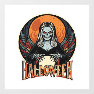 Halloween Gothic Skeleton Fortune Teller Vector Ar Window Cling