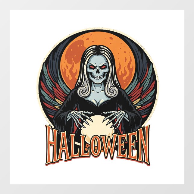 Halloween Gothic Skeleton Fortune Teller Vector Ar Window Cling (Sheet)