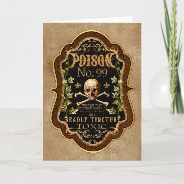 Halloween Gothic Skull And Crossbones Witch Potion Card (Front)