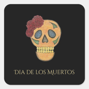 Halloween Gothic Skull  Day of the Dead  Square Sticker