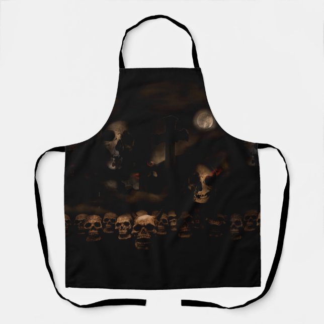 Halloween Gothic Skulls at Cemetery Apron (Front)
