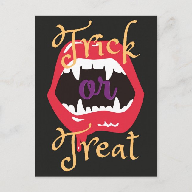 Halloween Gothic Spooky Vampire Trick or Treat Postcard (Front)
