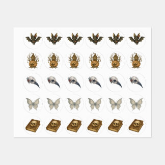 Halloween Gothic Stickers – Bat, Skull Book, Plagu