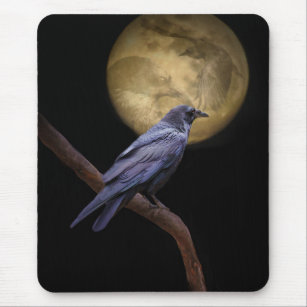 Halloween, Gothic Style Raven and Moon Mouse Mat