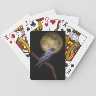 Halloween, Gothic Style Raven and Moon Playing Cards