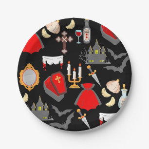 halloween gothic vampire garlic holy water fangs paper plate