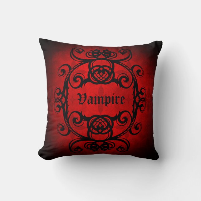 Halloween Gothic vampire red and black decor Cushion (Front)