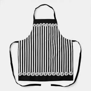 Halloween Gothic Vintage Stripes & Skull Pattern Apron