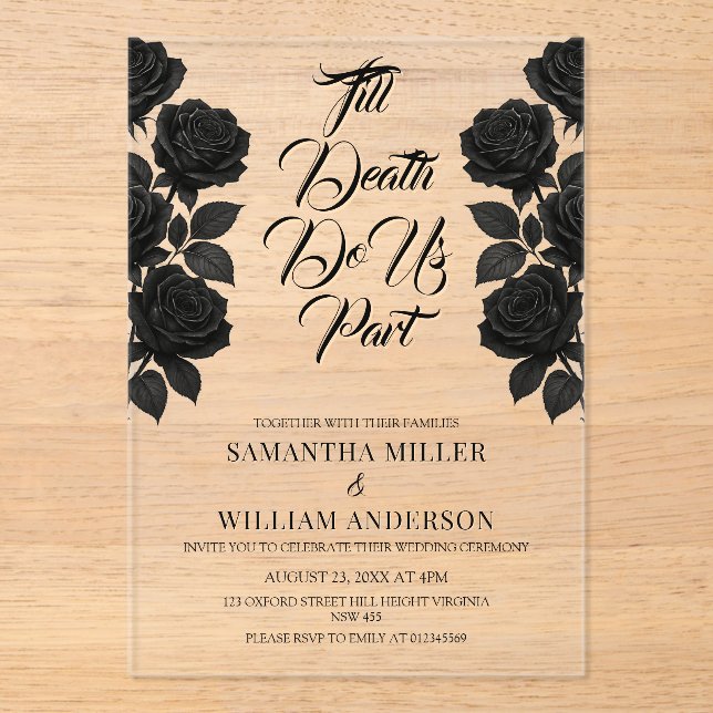 Halloween Gothic Wedding Acrylic Invitations (Front)