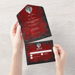 Halloween Gothic Wedding All In One Invitation