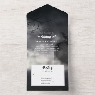 Halloween Gothic Wedding All In One Invitation