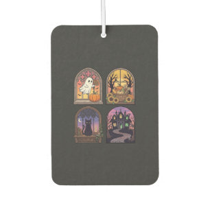 Halloween Gothic Window Ghost Pumpkin Black Cat Ha Car Air Freshener