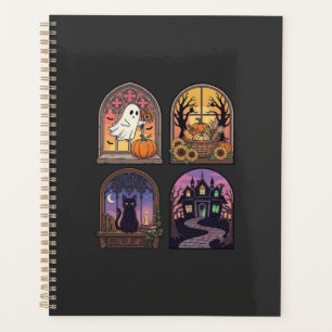 Halloween Gothic Window Ghost Pumpkin Black Cat Ha Planner