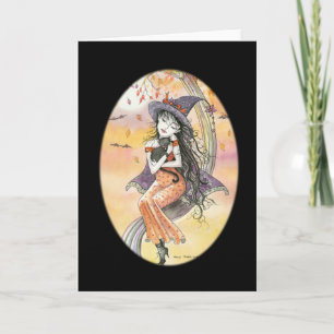 Halloween Gothic Witch Cat Card