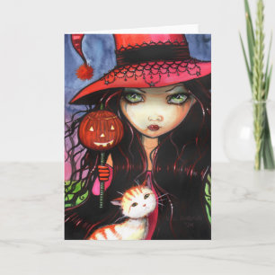 Halloween Gothic Witch Cat Card Note Card