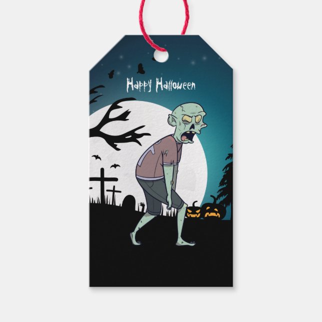 Halloween Gothic Zombie Personalised Gift Tags (Front)