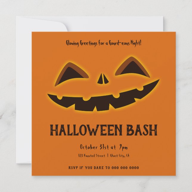 Halloween Gourd-eous Night  Invitation (Front)