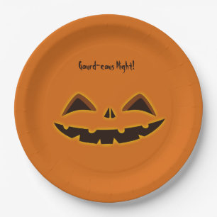 Halloween Gourd-eous Night Paper Plate
