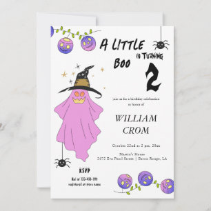 Halloween Gradient Ghost Skull Garland Birthday Invitation