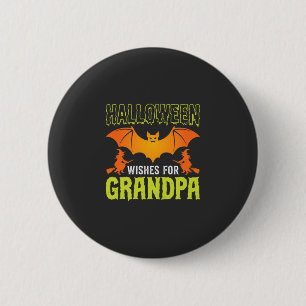 Halloween Grandpa Bat Witch Wishes 6 Cm Round Badge