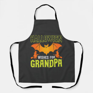 Halloween Grandpa Bat Witch Wishes Apron