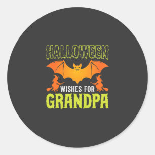 Halloween Grandpa Bat Witch Wishes Classic Round Sticker