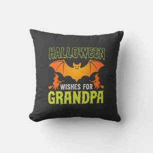 Halloween Grandpa Bat Witch Wishes Cushion