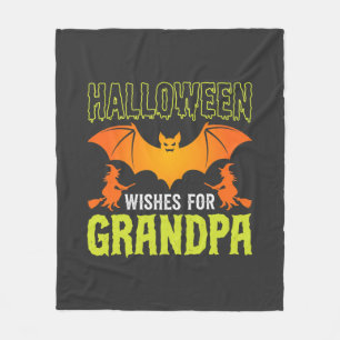 Halloween Grandpa Bat Witch Wishes Fleece Blanket