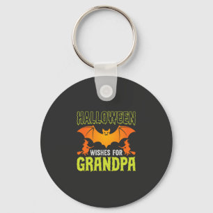 Halloween Grandpa Bat Witch Wishes Key Ring
