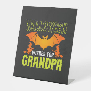 Halloween Grandpa Bat Witch Wishes Pedestal Sign
