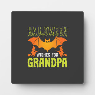Halloween Grandpa Bat Witch Wishes Plaque