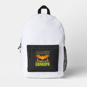 Halloween Grandpa Bat Witch Wishes Printed Backpack