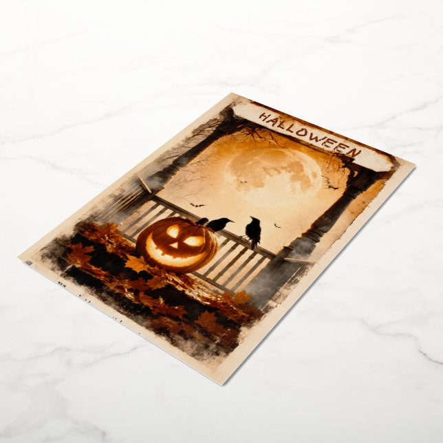 Halloween Graphic – 1960s Poster Aesthetic Foil Holiday Card (Rotated)