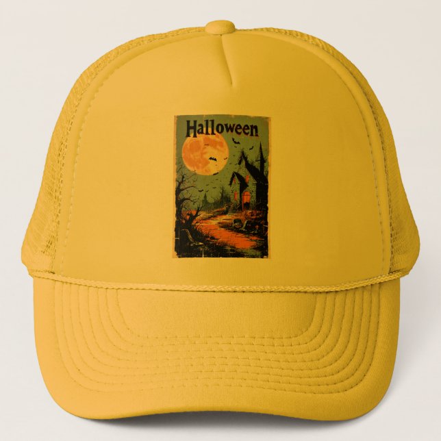 Halloween Graphic – 1960s Poster Style Trucker Hat (Front)