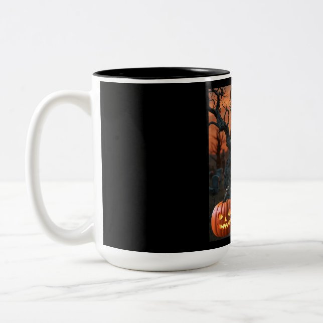 Halloween gravestone humour “Anita Newhart” Two-Tone Coffee Mug (Left)