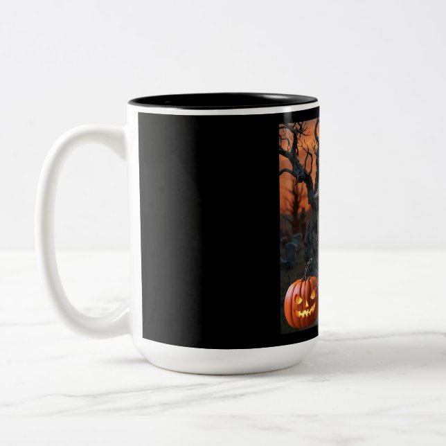Halloween gravestone humour “Anita Nubody” Two-Tone Coffee Mug (Left)