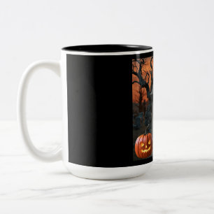 Halloween gravestone humour “Hugo F. Irst” Two-Tone Coffee Mug