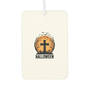 Halloween Graveyard Bats Vintage Moon Shirt Design Car Air Freshener