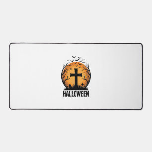 Halloween Graveyard Bats Vintage Moon Shirt Design Desk Mat