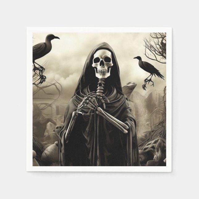 Halloween Graveyard Cemetery Gothic Skeleton Napkin (Front)